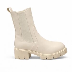 Elegant Cream Lug Heeled Chelsea Boots for Women